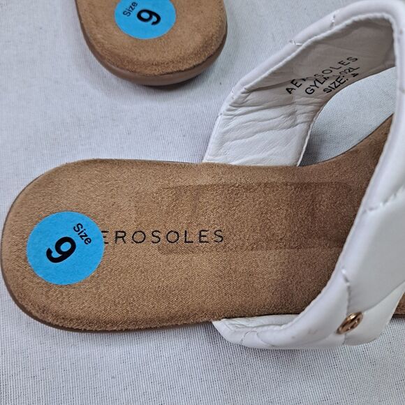 Aerosoles Gylian-02L Sandals Womens  9 White Quilted Thong Slip-on Shoes - Picture 7 of 9